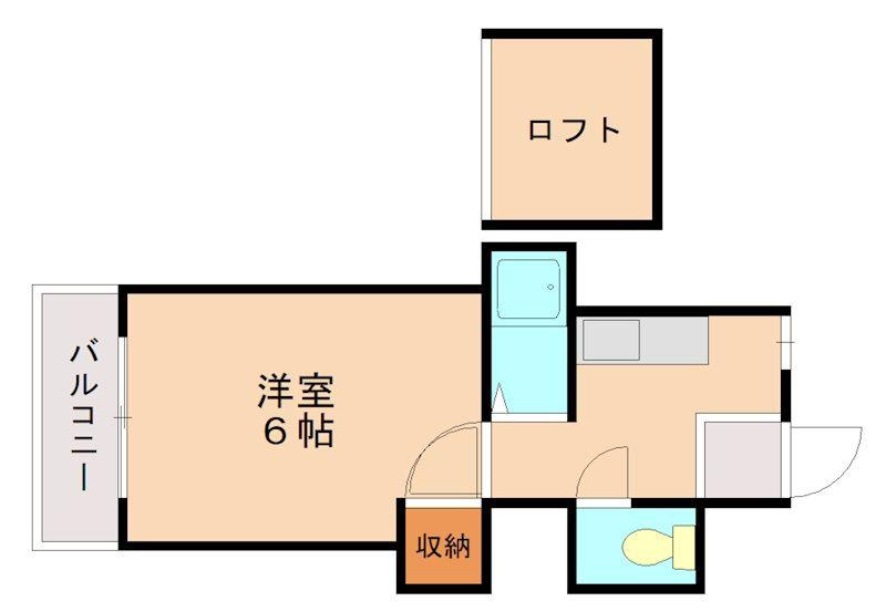 エクセルハイツ唐原(1K/2階)の間取り写真