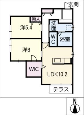 セントロイエル松阪(2LDK/1階)の間取り写真