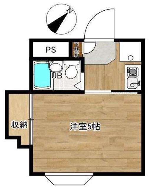 モロマンションB棟(1K/2階)の間取り写真
