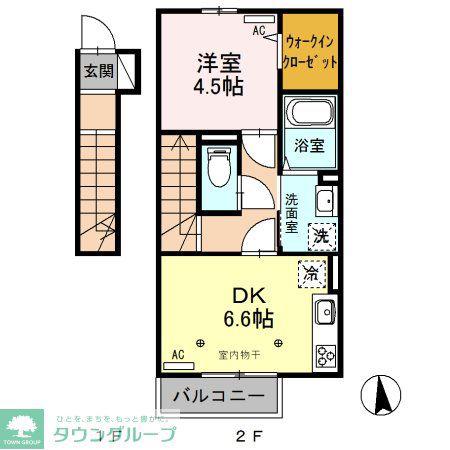 スペラーレ(1DK/2階)の間取り写真