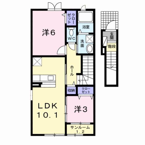 ジローエムTA(2LDK/2階)の間取り写真