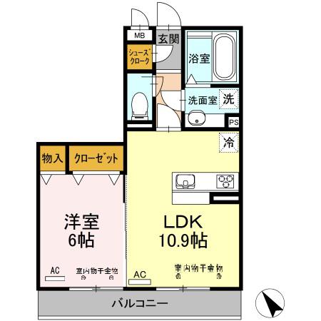 FLORA M(1LDK/2階)の間取り写真