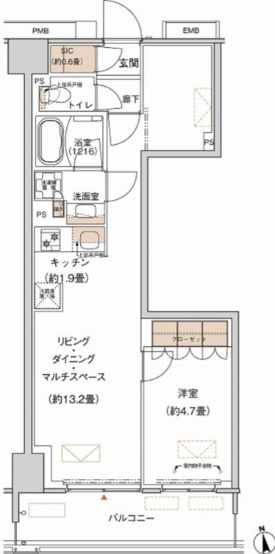プライムネクサス大森北(1LDK/6階)の間取り写真