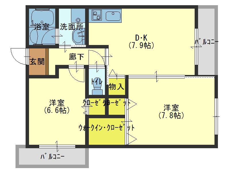 パレプランドール(2DK/3階)の間取り写真