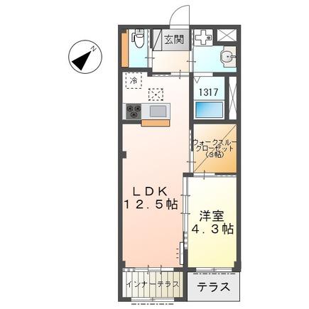 山陽電鉄本線 尾上の松駅 徒歩25分 2階建 築5年(1LDK/1階)の間取り写真