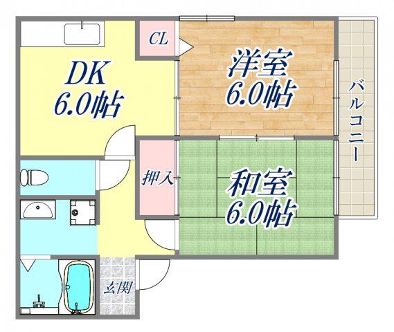 エミネンス1(2DK/2階)の間取り写真