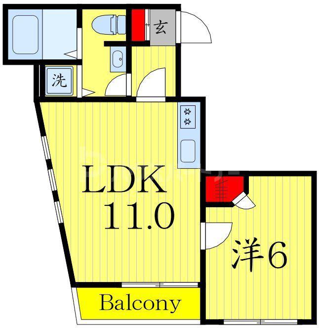 サウスコーラル(1LDK/4階)の間取り写真