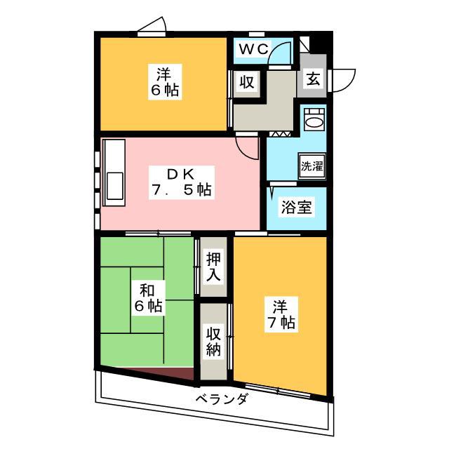 モリオカビル(3DK/3階)の間取り写真