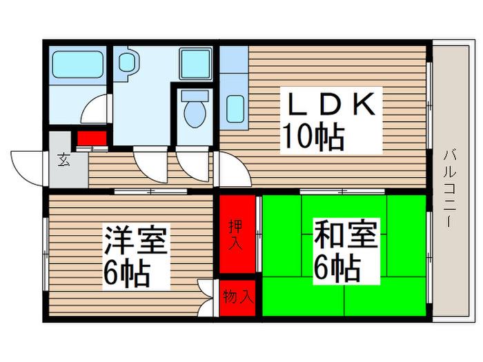 松戸コーポ(2LDK/1階)の間取り写真
