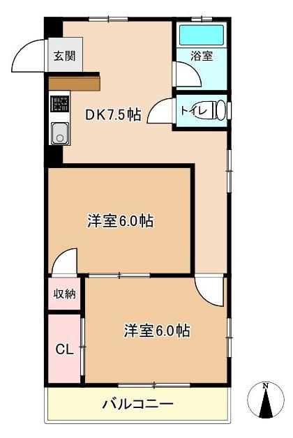ATLASビル(2DK/3階)の間取り写真