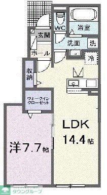 カファーラ・N(1LDK/1階)の間取り写真