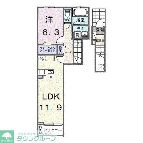  シエル白岡 II(1LDK/2階)の間取り写真