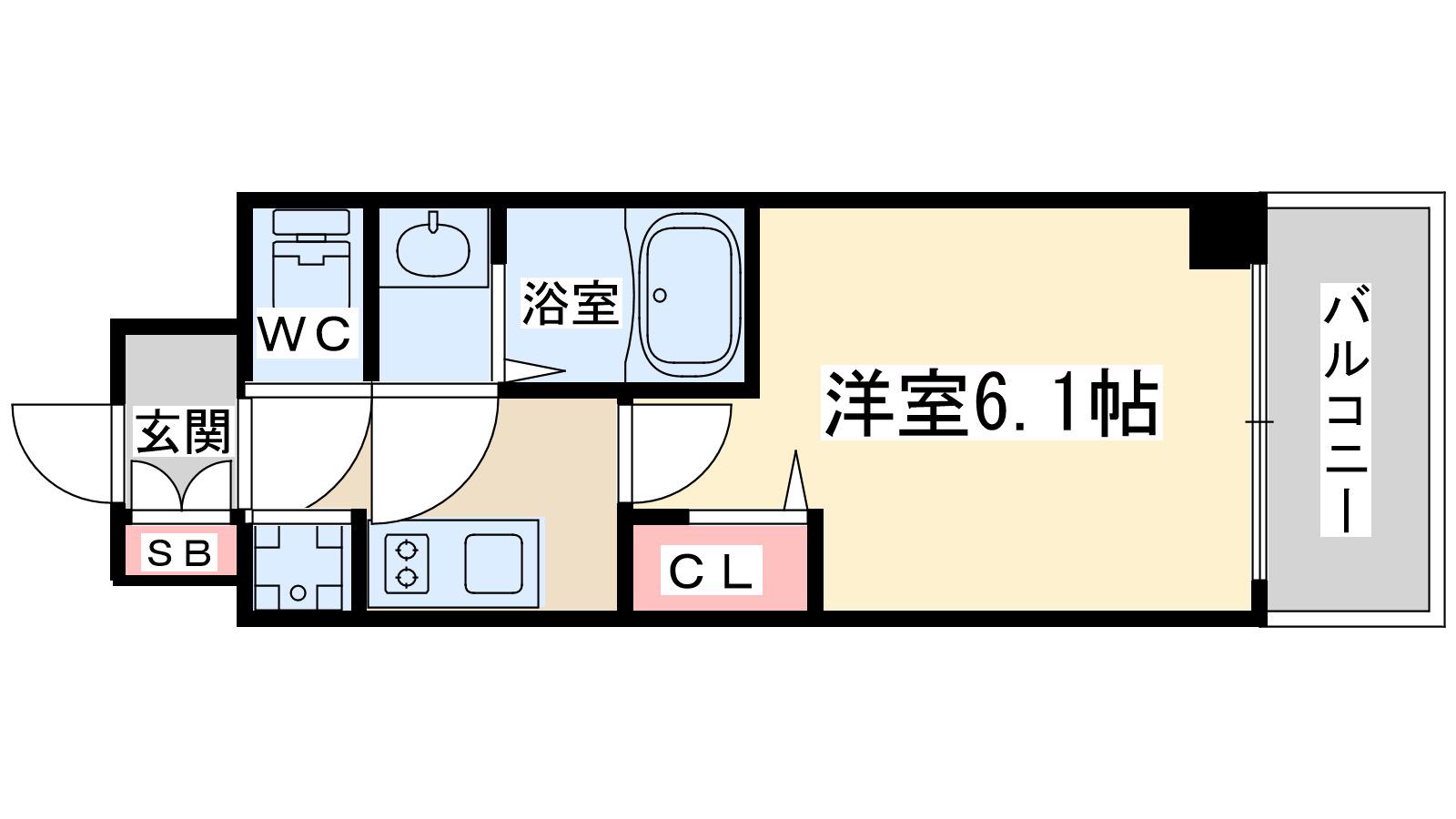 プレサンス塚本駅前(1K/8階)の間取り写真