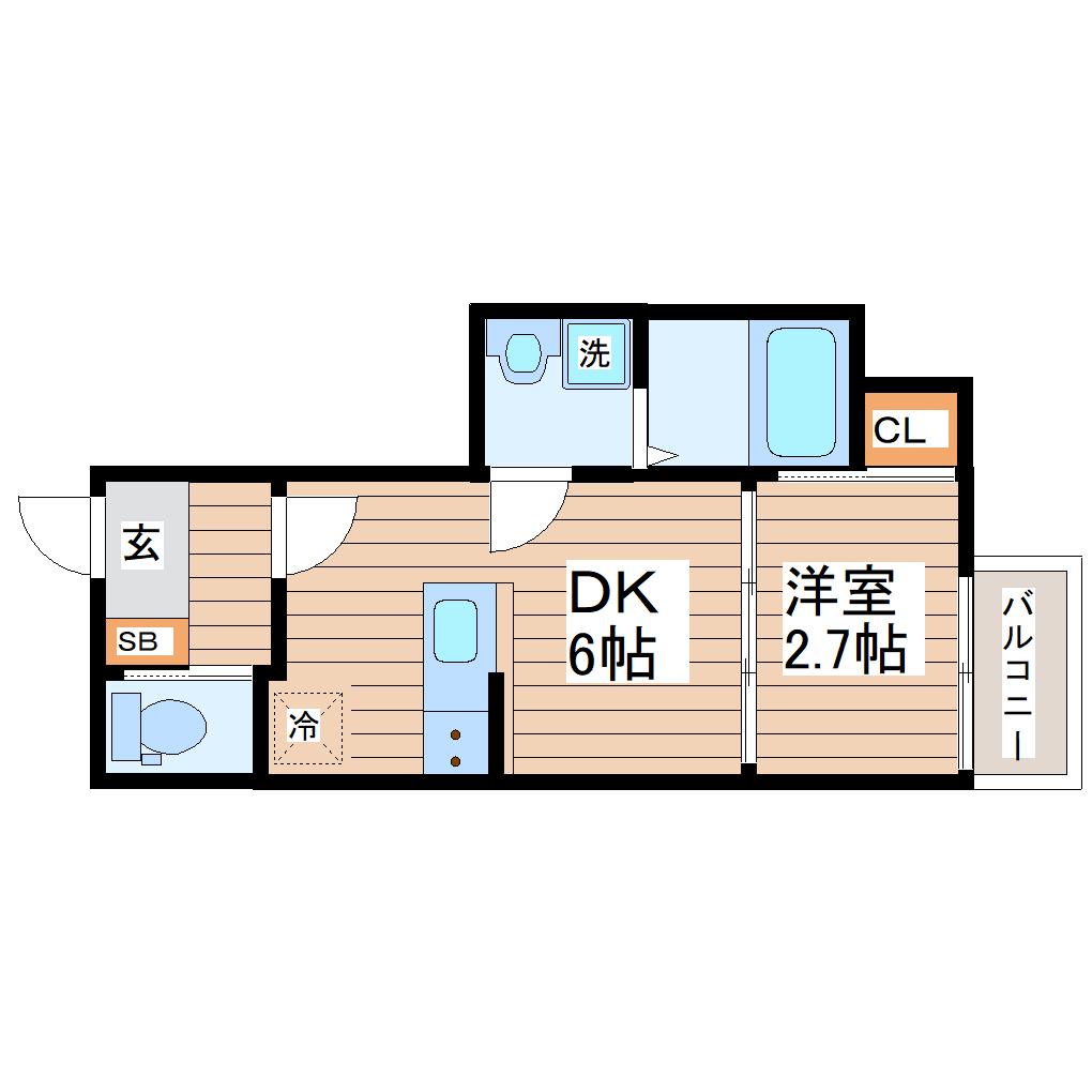ガス割第16弾 太子堂AP(1DK/2階)の間取り写真