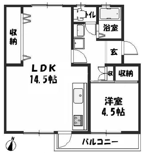 習志野台団地12街区 3号棟(1LDK/2階)の間取り写真