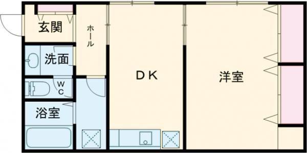 アルトゥーラ大黒B棟(1DK/1階)の間取り写真