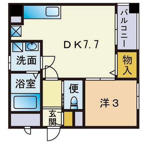 エスペランサ六本松(1DK/2階)の間取り写真