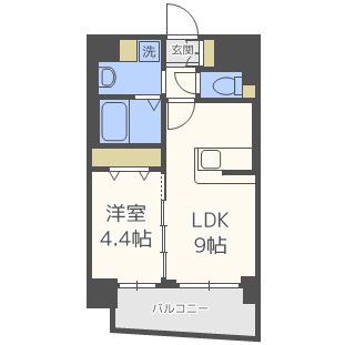 レディアンドアーク薬院(1LDK/9階)の間取り写真