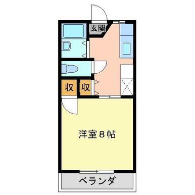 グリーンヒルズ II(1K/1階)の間取り写真