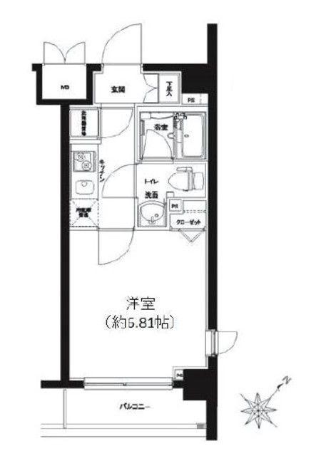 ドルチェ東京押上TWINS弐番館(1K/3階)の間取り写真