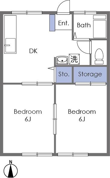 サンシティ嵐山(2DK/1階)の間取り写真