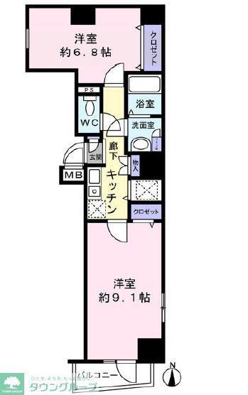 リクレイシア西麻布II番館(2K/2階)の間取り写真
