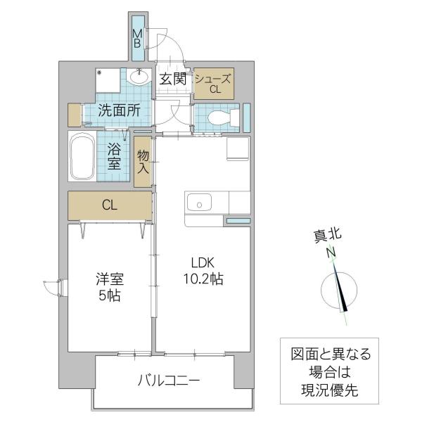 クレアグレイス水戸南町(1LDK/7階)の間取り写真