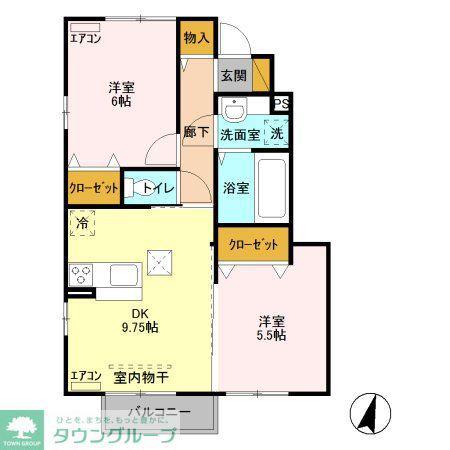 コンソラータ茂呂(2DK/1階)の間取り写真