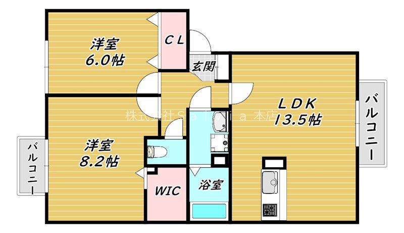 ドミール旭(2LDK/1階)の間取り写真