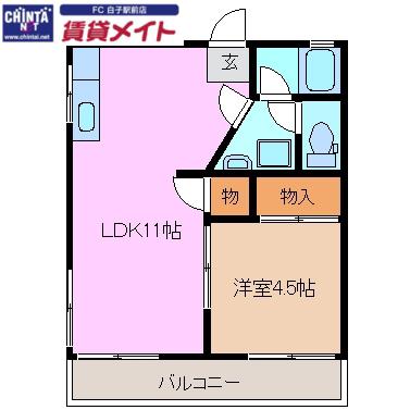 桜ヶ丘マンション(1LDK/2階)の間取り写真