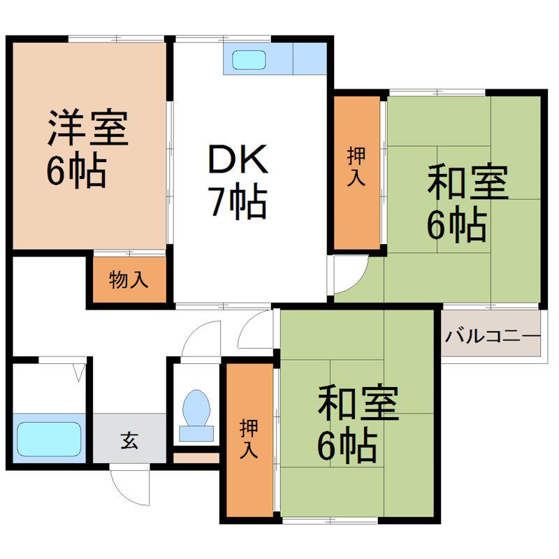 マンション和正(3DK/1階)の間取り写真
