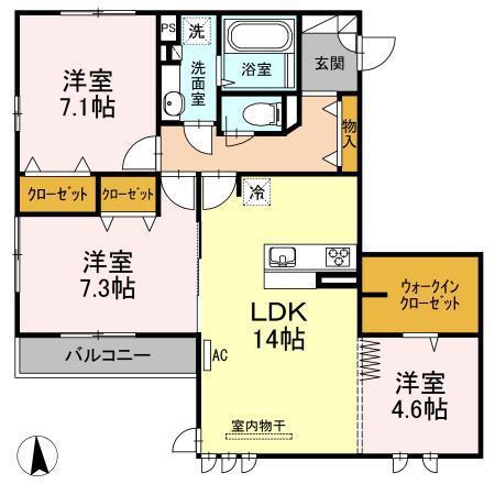 ブレインーゾーンII(3LDK/3階)の間取り写真