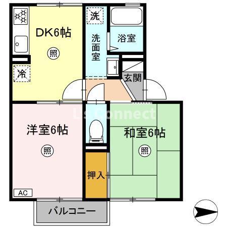 セジュール稲葉A棟(2DK/1階)の間取り写真