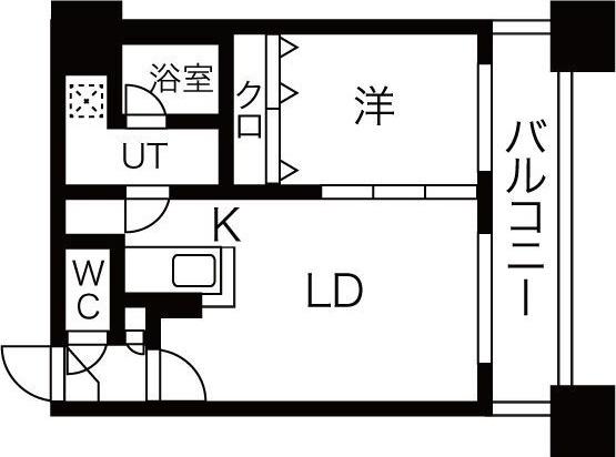 ラトゥール(1LDK/13階)の間取り写真