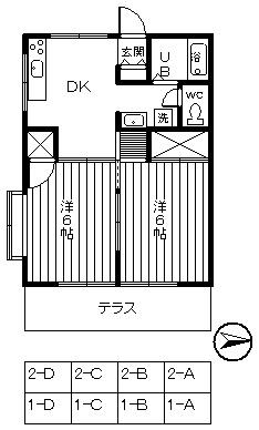ハイツエクセレント(2DK/1階)の間取り写真