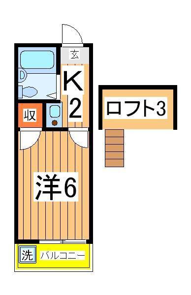 ハイツプレーヌ柏(1K/2階)の間取り写真