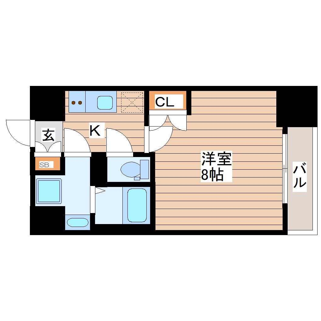 アルク二日町(1K/3階)の間取り写真