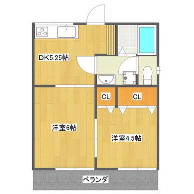 コーポ前園(2DK/1階)の間取り写真