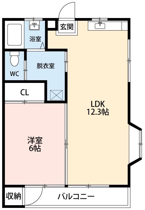 明和ハイツ(1LDK/1階)の間取り写真