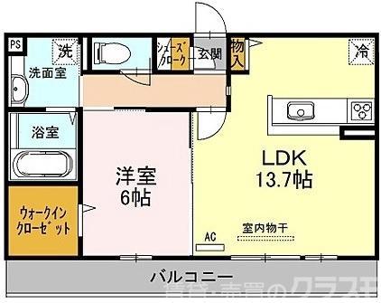 ムーラン ア ヴァン A棟(1LDK/2階)の間取り写真