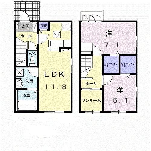 マルワ オータム(2LDK/1階)の間取り写真