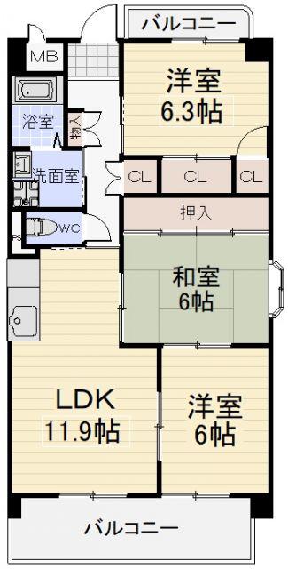 ノールプラージュ(3LDK/6階)の間取り写真