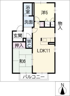 フォレストタウンC(2LDK/1階)の間取り写真