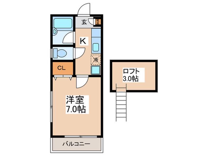 メゾンアンフィニII(1K/2階)の間取り写真