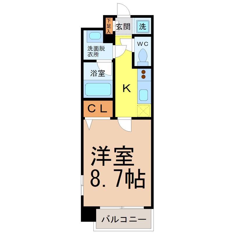 ルクレ新栄レジデンス(1K/7階)の間取り写真