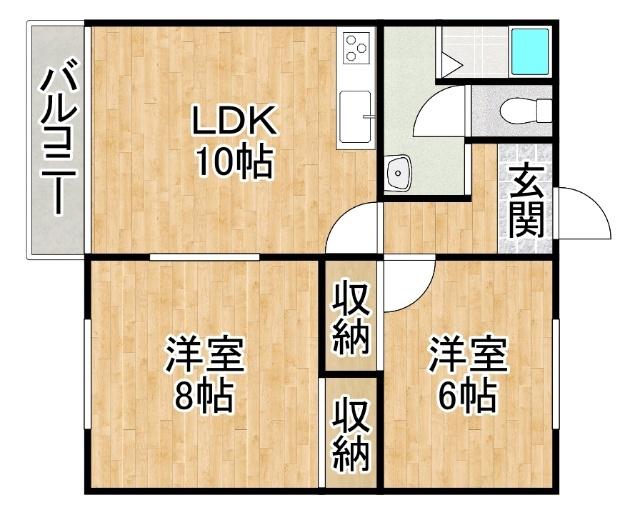 コーポラス桜(2LDK/2階)の間取り写真
