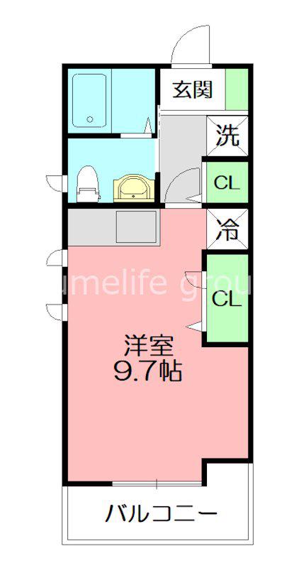 CASABIANCA(ワンルーム/2階)の間取り写真