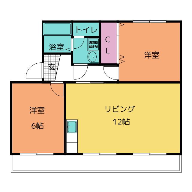 フィオーレ(2LDK/2階)の間取り写真