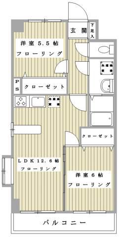 新横浜ルネジェラール弐番館(2LDK/2階)の間取り写真
