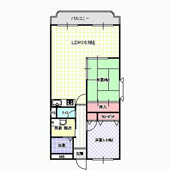 ウエストコート(2LDK/3階)の間取り写真